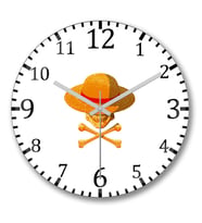 One Piece Skull Duvar Saati Bombeli Gercek Cam