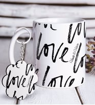 BK Gift Kişiye Özel Sevgililer Günü Beyaz Kupa ve Anahtarlık Hediye Seti-66 (Model 1)
