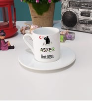 Asker Tasarımlı Kişiye Özel Hediye Asker Türk Kahvesi Fincanı