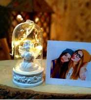 Kişiye Özel Fotoğraflı Masum Melek Led Işıklı Fanus Arkadaşa Hediye
