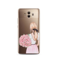 Çiçekli Kız Tasarımlı Süper Şeffaf Silikon Telefon Kılıfı Huawei Mate 10 Pro