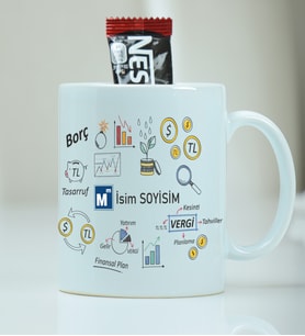 Kişiye Özel Muhasebeci Meslek Desenli Kupa Bardak Nescafe Hediyeli