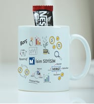 Kişiye Özel Muhasebeci Meslek Desenli Kupa Bardak Nescafe Hediyeli