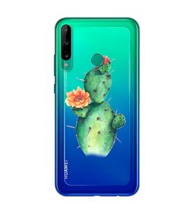 Kaktüs Tasarımlı Süper Şeffaf Silikon Telefon Kılıfı Huawei P40 Lite E