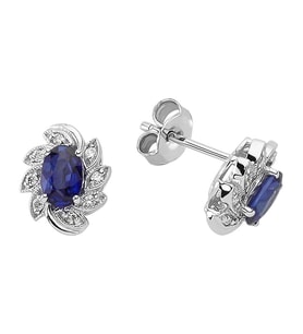 Sirius Pırlanta ve Oval Safir Taşlı Küpe 0717E0033