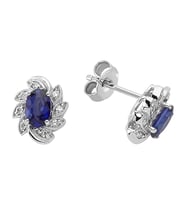 Sirius Pırlanta ve Oval Safir Taşlı Küpe 0717E0033