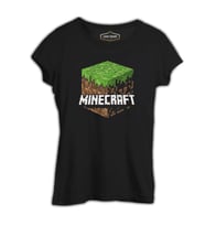 Minecraft - Cube Siyah Kadın Tshirt