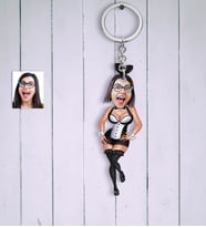 BK Gift Kişiye Özel Tavşan Kız Karikatür Anahtarlık