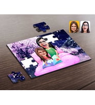 BK Gift Kişiye Özel Anne Kız Karikatürlü Ahşap Puzzle-3
