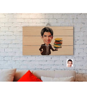 BK Gift Kişiye Özel Erkek Öğretmen Karikatürlü Otantik Ahşap Palet Tablo-1