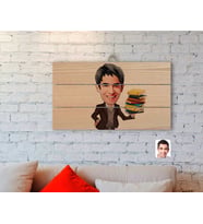 BK Gift Kişiye Özel Erkek Öğretmen Karikatürlü Otantik Ahşap Palet Tablo-1