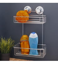 Vakumlu Banyo Duvar Rafı Şampuanlık 2 Katlı (Krom)