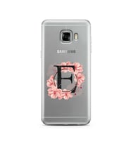 Pembe Çiçekli Harf Tasarım Süper Şeffaf Silikon Telefon Kılıfı Samsung C5   E-Ha