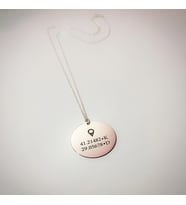 Kişiye Özel Yer Kordinatı Gümüş Kolye Özel Gün Hediyesi (Rose)