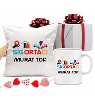 Sigortacı Kupa Bardağı ve Yastığı Hediye Seti (Model 1)