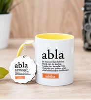 Abla Kelime Anlamı Sarı Kupa Bardak Ve Anahtarlık Set