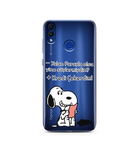 Snoopy Tasarımlı Süper Şeffaf Silikon Telefon Kılıfı Huawei Honor 8C 