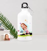 BK Gift Kişiye Özel Bayan Yoga Temalı Karikatürlü Metal Suluk 500 Ml  1