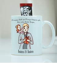 Kişiye Özel Kupa Bardak Baba ve Kızı Desenli - Nescafe Hediyeli