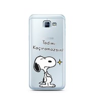 Snoopy Tasarımlı Süper Şeffaf Silikon Telefon Kılıfı Samsung A8 (2016)  