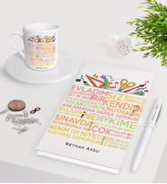 BK Gift Kişiye Özel Öğretmen Sözleri Beyaz Defter Kalem Türk Kahvesi Fincanı Seti-1 (Model 1)