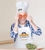 BK Gift Kişiye Özel Babaların Babası Erkek Mutfak Önlüğü ve Aşçı Şapkası Seti-2 (Beyaz)