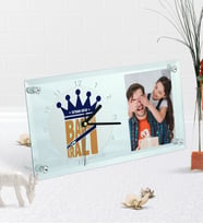 BK Gift Kişiye Özel Fotoğraflı Babaların En Kralı Masaüstü Cam Saat (Beyaz)