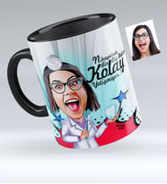 BK Gift Kişiye Özel Bayan Diş Hekimi Karikatürlü Siyah Kupa Bardak  2