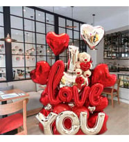 I Love You Ayıcıklı Balon Buket Aranjman