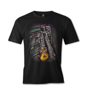 Müzik - Gitar Siyah Erkek Tshirt