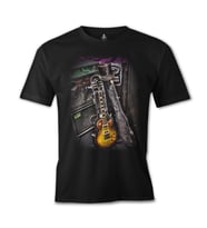 Müzik - Gitar Siyah Erkek Tshirt