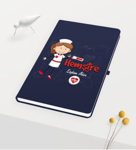 BK Gift Kişiye Özel Hemşire Temalı Lacivert Defter - 5
