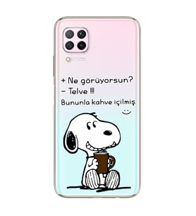 Snoopy Tasarımlı Süper Şeffaf Silikon Telefon Kılıfı Huawei P40 Lite