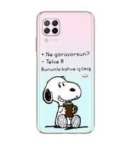 Snoopy Tasarımlı Süper Şeffaf Silikon Telefon Kılıfı Huawei P40 Lite
