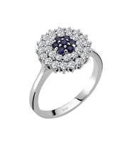 Sirius Safir ve Çift Sıra Pırlanta Taşlı Anturaj Yüzük 0704R0347