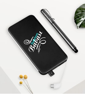 BK Gift Kişiye Özel Babaların Babası Siyah 5000 mAh Hızlı Şarj Powerbank Kalem Seti-1 (Model 1)
