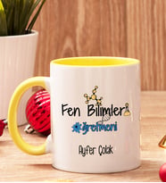 Fen Bilimleri Öğretmenine Hediye İçi Ve Kulpu Renkli Kupa Bardak