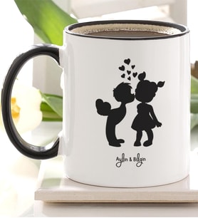 BK Gift Kişiye Özel Siyah Kupa Bardak Sevgililer Günü Temalı 35