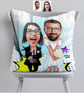 BK Gift Kişiye Özel Sevgililer Karikatürlü  Yastık  16