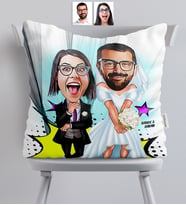 BK Gift Kişiye Özel Sevgililer Karikatürlü  Yastık  16