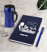 BK Gift Kişiye Özel Babaların Babası Lacivert Defter Kalem Termos Mug Seti-3 (Model 1)