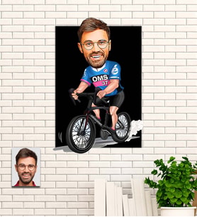 Kişiye Özel Bay Bisiklet Hediye Karikatürlü Uv Baskılı Ahşap Tablo