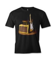 Fender and the Rock 'n Roll Siyah Erkek Tshirt