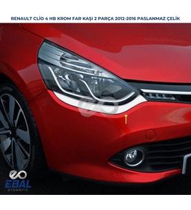Renault Clio 4 HB Krom Far Kaşı 2 Prç 2012-2016 Paslanmaz Çelik