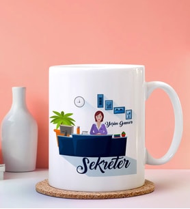 Kişiye Özel Sekreter Tasarımlı Beyaz Kupa
