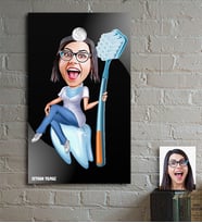 BK Gift Kişiye Özel Bayan Diş Hekimi Karikatür Ahşap Tablo - 4