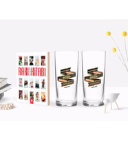 BK Gift Kişiye Özel Renkli Baskılı Yarıya Kadar Değil Yaraya Kadar Tasarımlı İkili Rakı Bardağı ve Rakı Cep Kitabı Hediye Seti-6 (Model 1)
