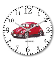 Volkswagen Old Beetle3 Duvar Saati Bombeli Gercek Cam