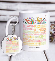 BK Gift Kişiye Özel Öğretmen Sözleri Beyaz Kupa ve Anahtarlık Hediye Seti-1 (Model 1)