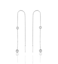 Söğütlü Silver Gümüş 2 taşlı zincirli küpe